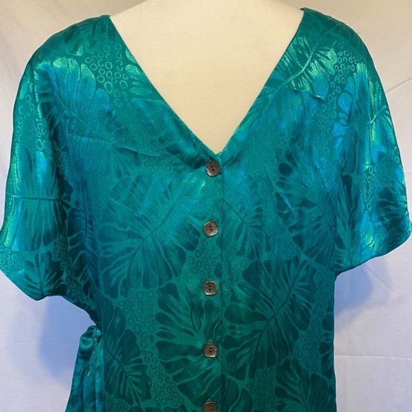 Beautiful! Addition-Elle Green V-Back w/Buttons Belt Polyester Dress ~ Sz. 20.5 - Picture 6 of 11
